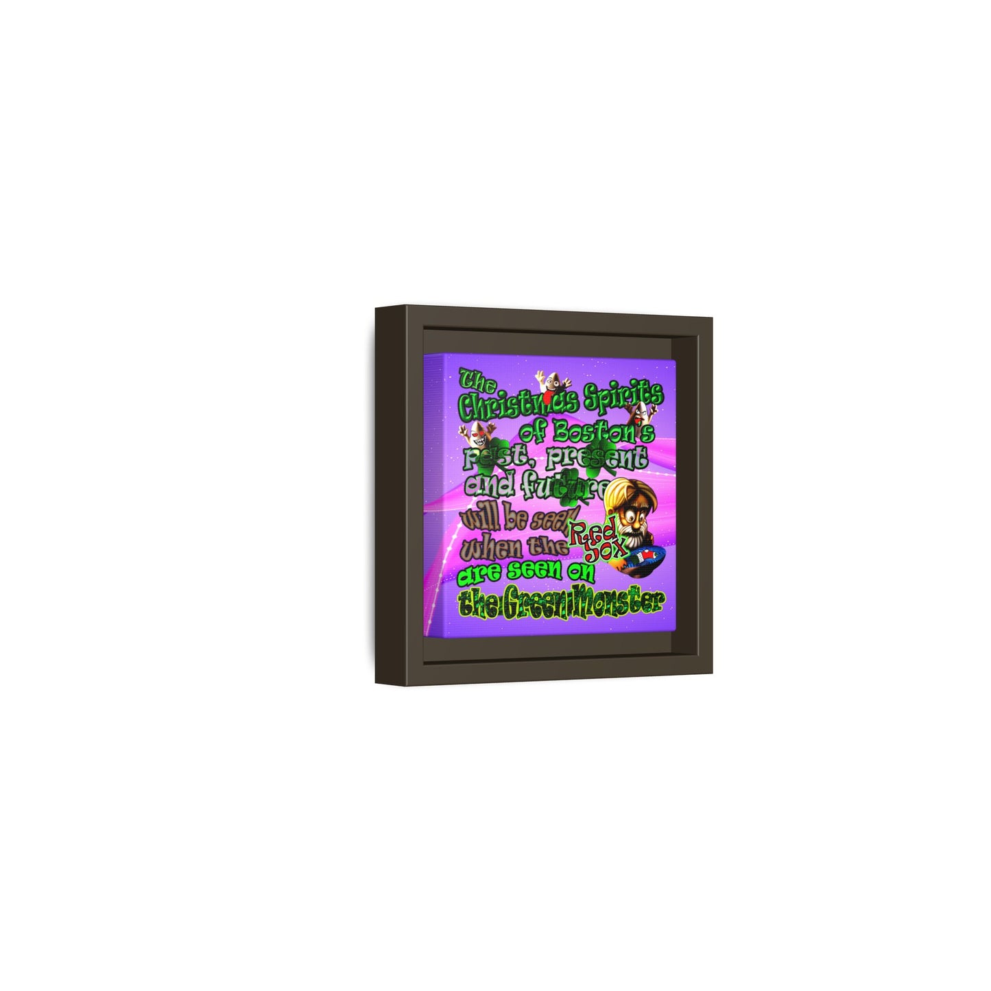 christmas spirits of boston - framed canvas art (purple-pink wave)