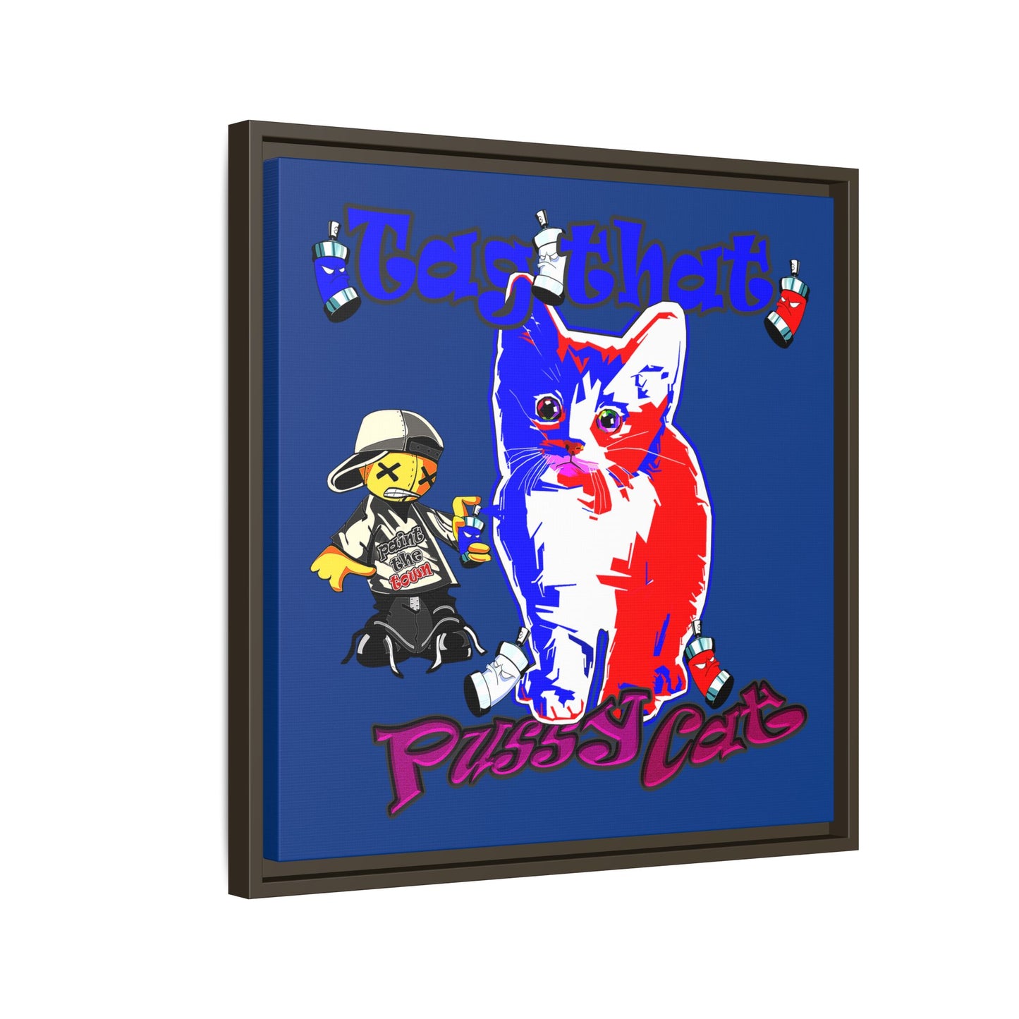 tag that - framed canvas art (dark blue)