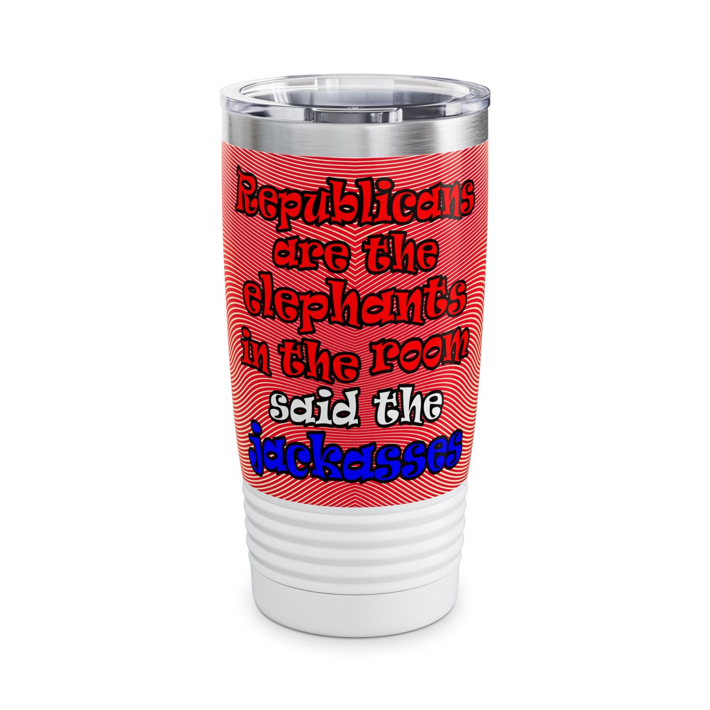 donkeys and elephants - Ringneck Tumbler, 20oz (yellow-orange wave)