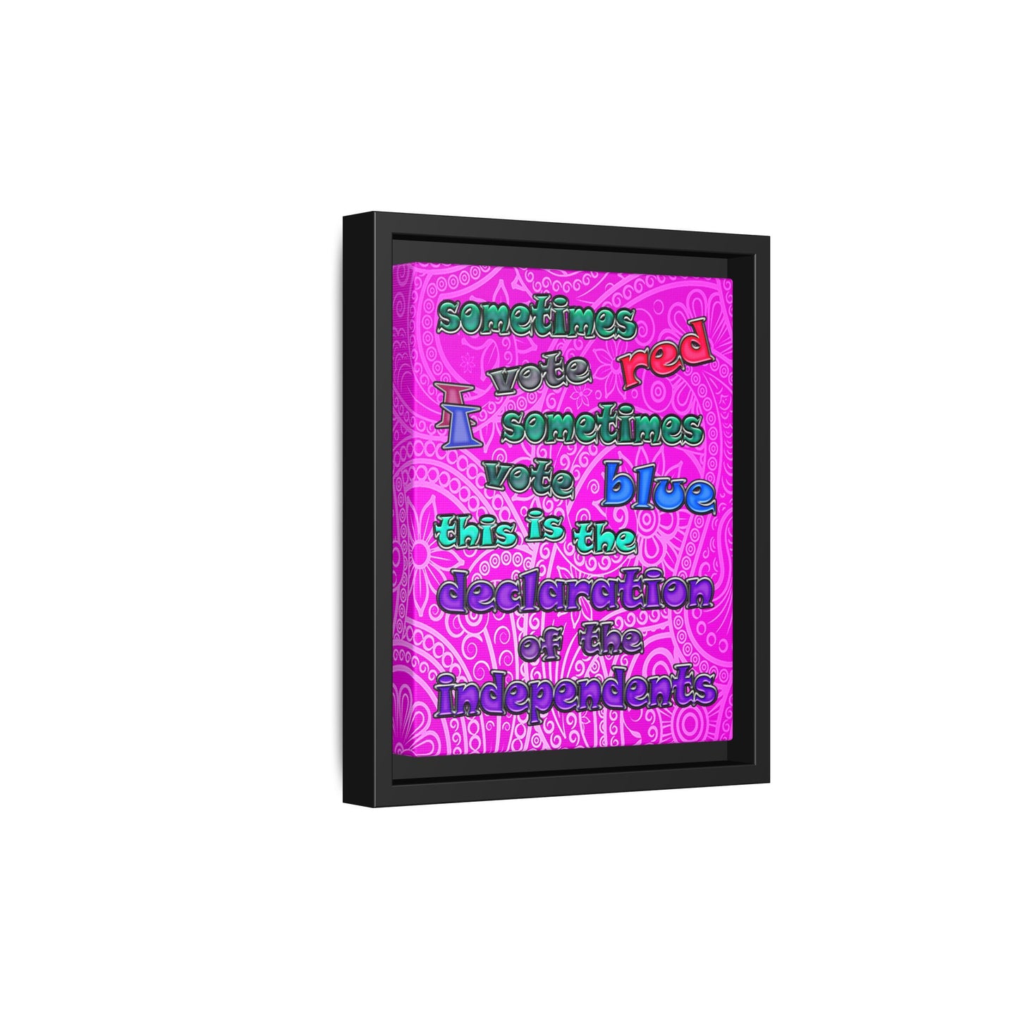 declaration of the independents - framed canvas art (pink swirl)