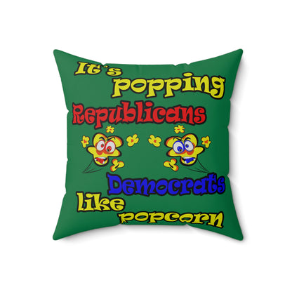 popping like popcorn - Spun Polyester Square Pillow - (dark green)