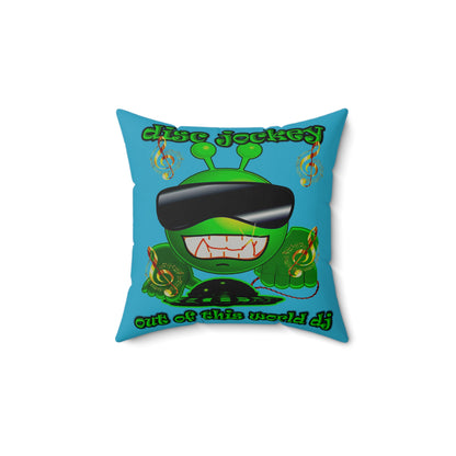 disc jockey - Faux Suede Square Pillow - (turquoise)