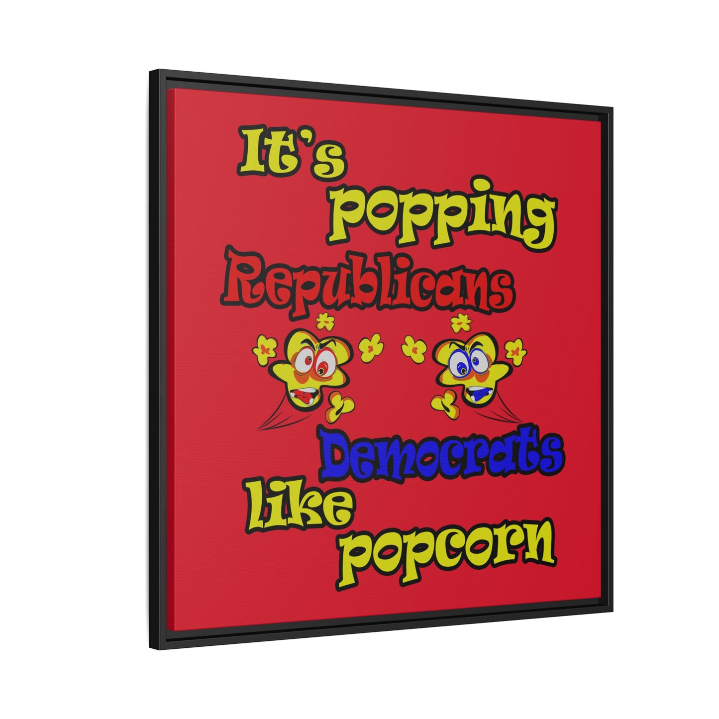 popping like popcorn - framed canvas art (dark red)