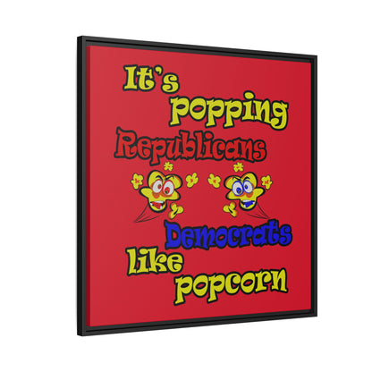 popping like popcorn - framed canvas art (dark red)