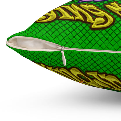 the bum's shit - Spun Polyester Square Pillow - (logo green)