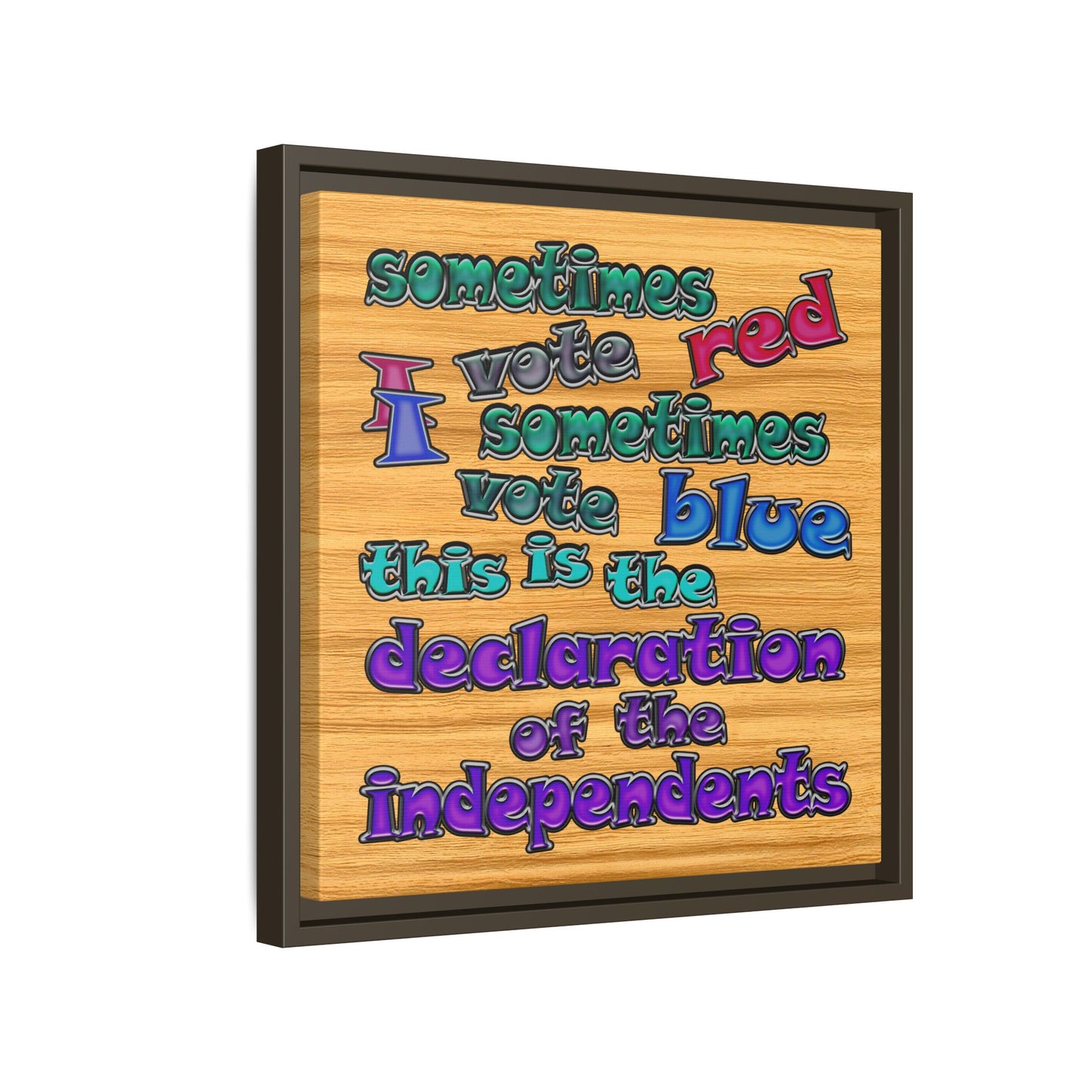 declaration of the independents - framed canvas art (butterscotch wood finish)