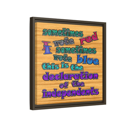 declaration of the independents - framed canvas art (butterscotch wood finish)