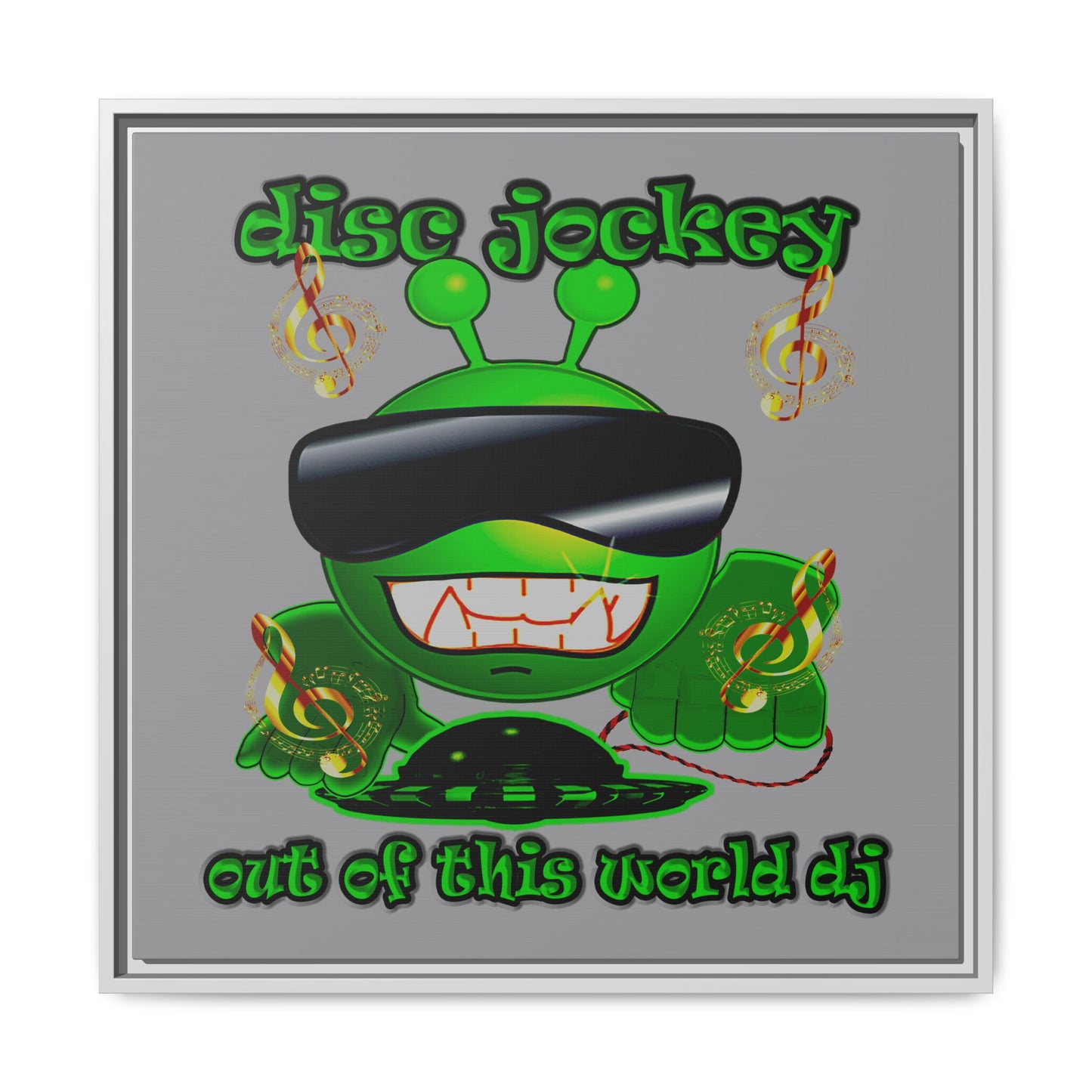 disc jockey - framed canvas art (grey)