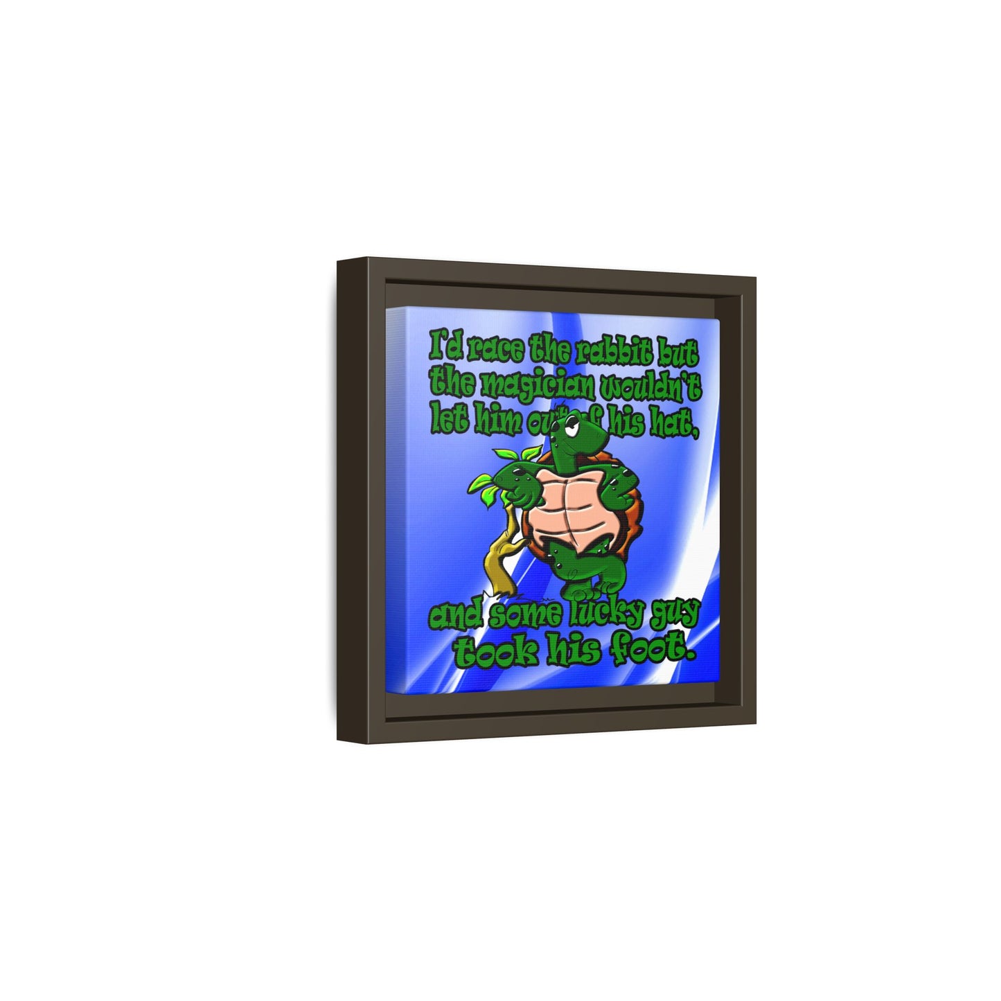 turtle race - framed canvas art (blue-white wave)