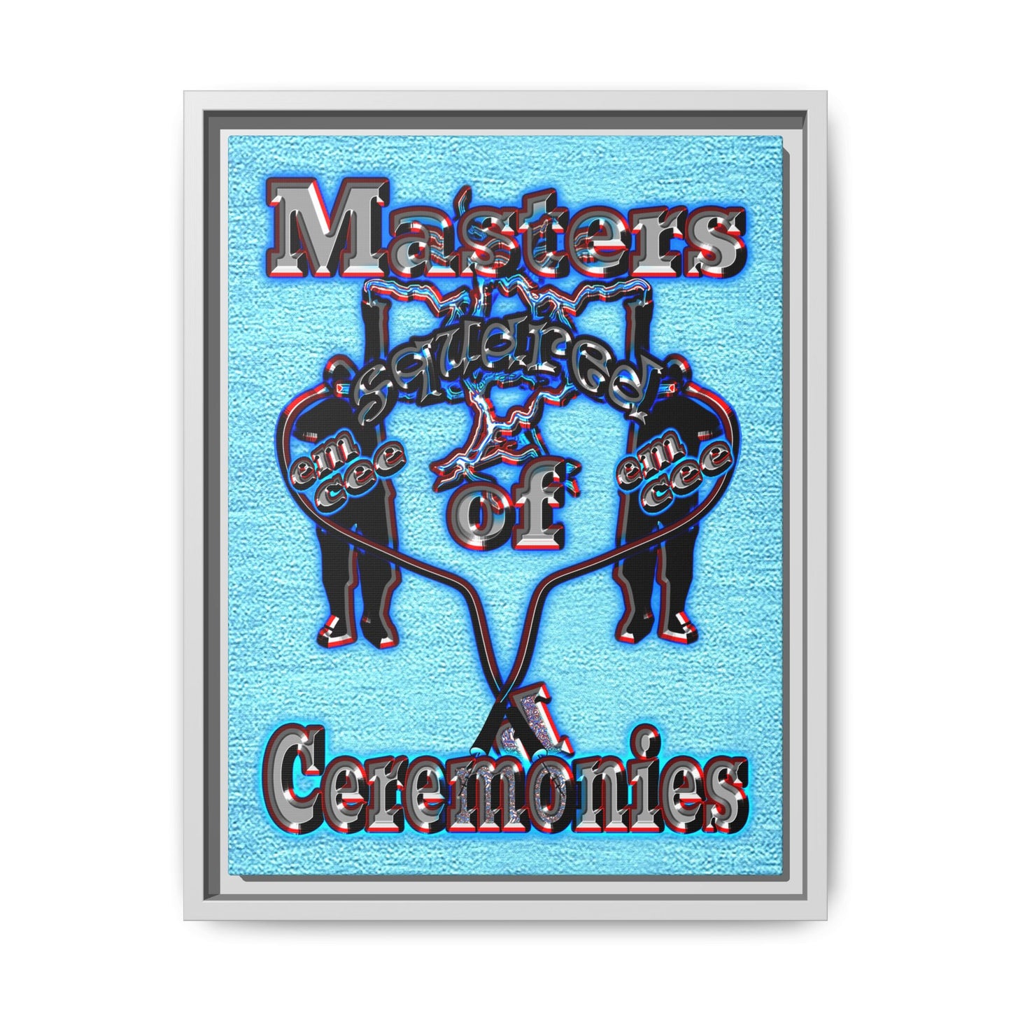 em cee squared - framed canvas art (faded blue)