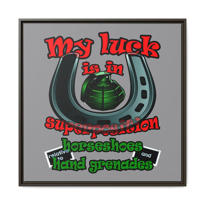 my luck - framed canvas art (grey)