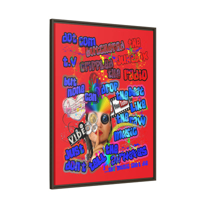 drop the beat - framed canvas art (red)