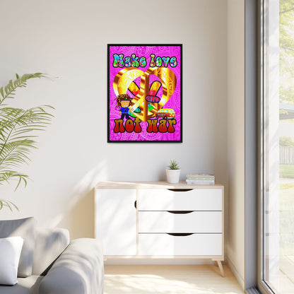 love peace - framed canvas art (pink swirl)