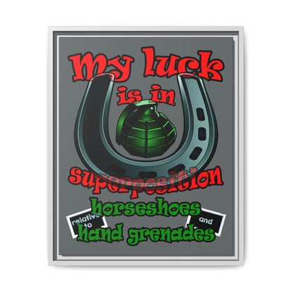 my luck - framed canvas art (dark grey)