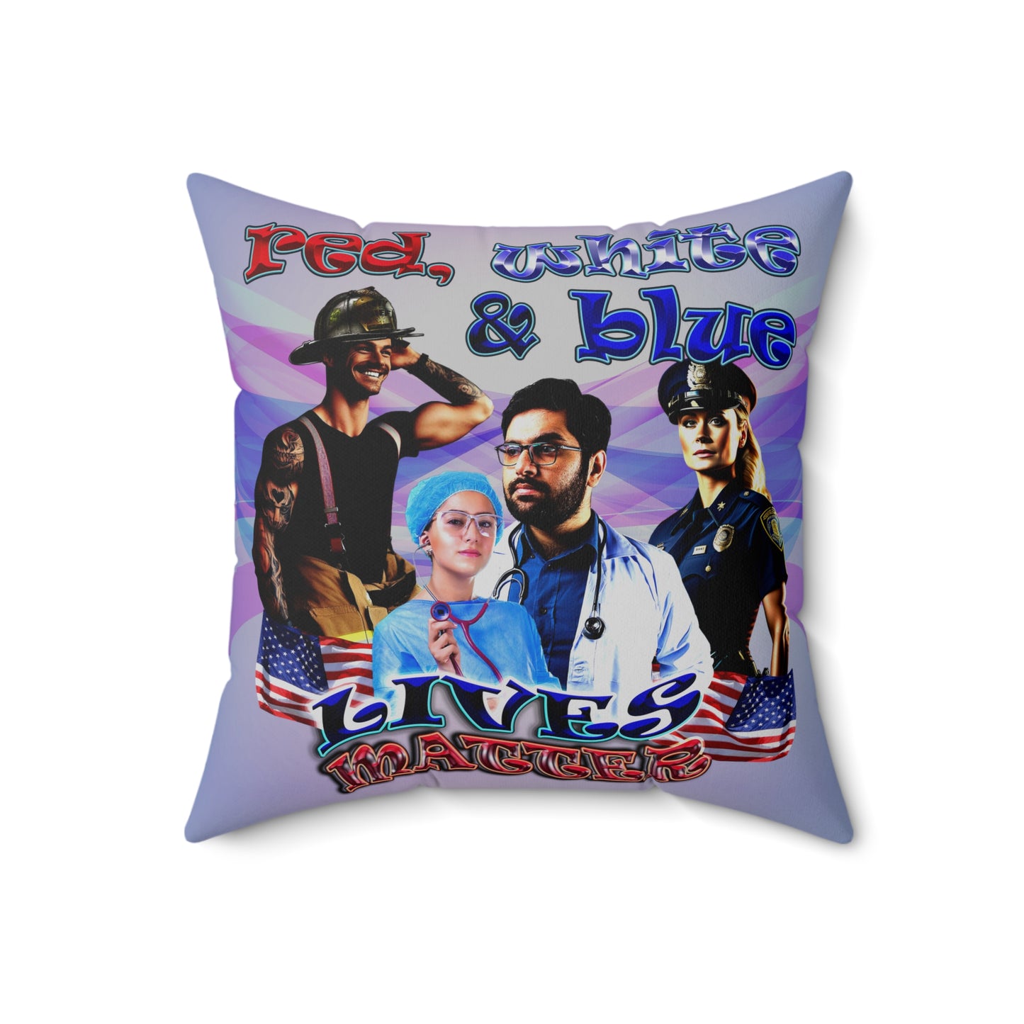 rw&b lives matter - Spun Polyester Square Pillow - (light blue-pink wave)