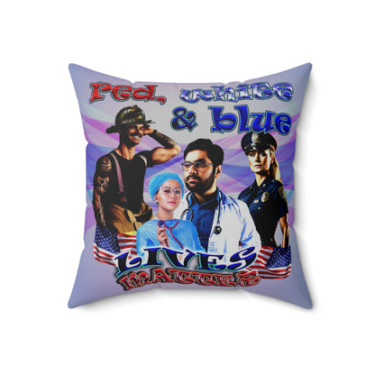 rw&b lives matter - Spun Polyester Square Pillow - (light blue-pink wave)