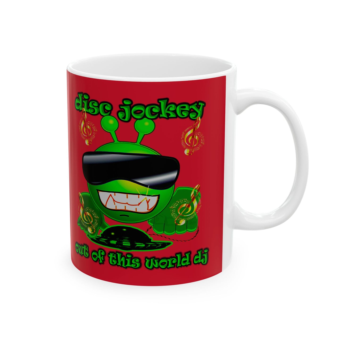 disc jockey - White Mug (dark red)