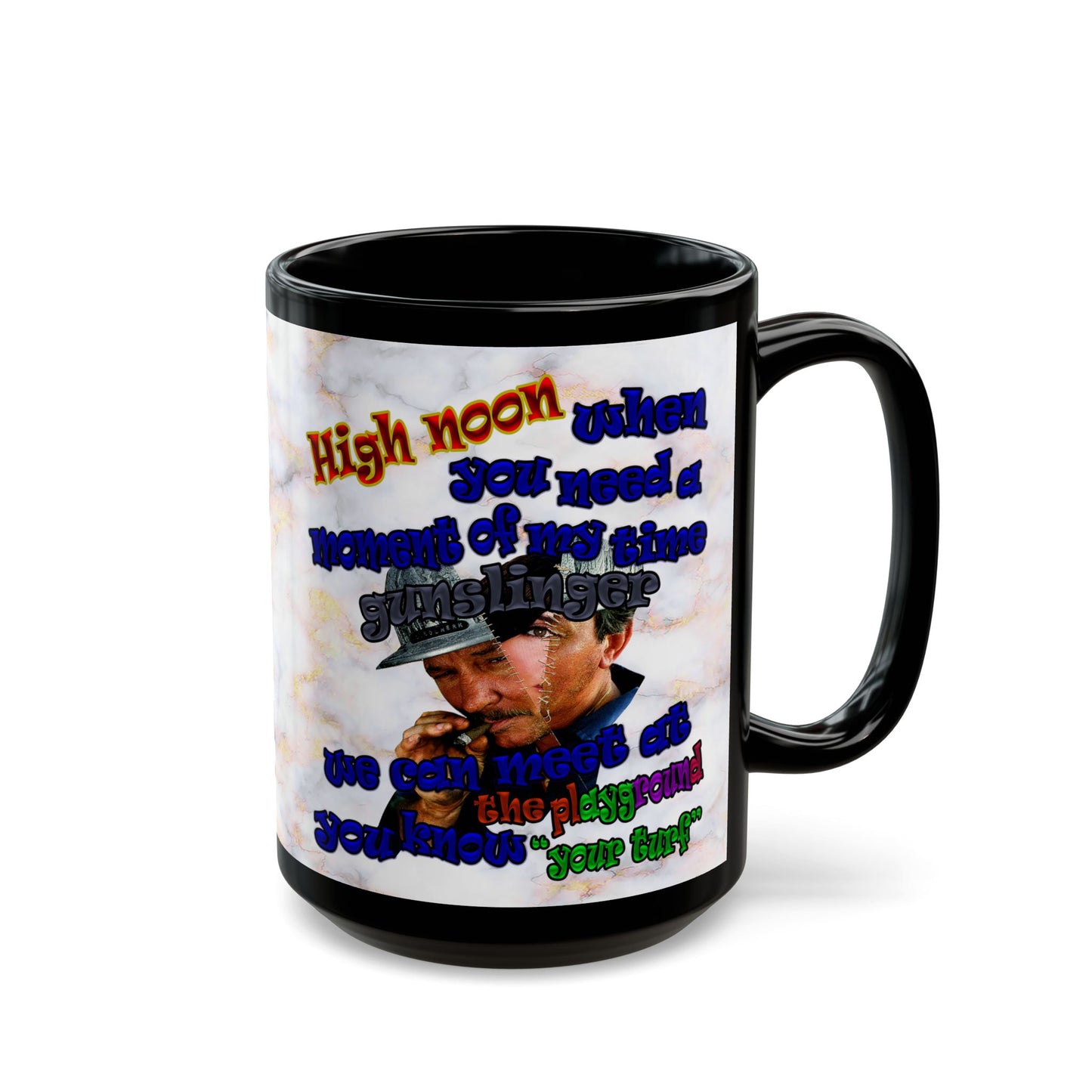 high noon - Black Mug (white marble)