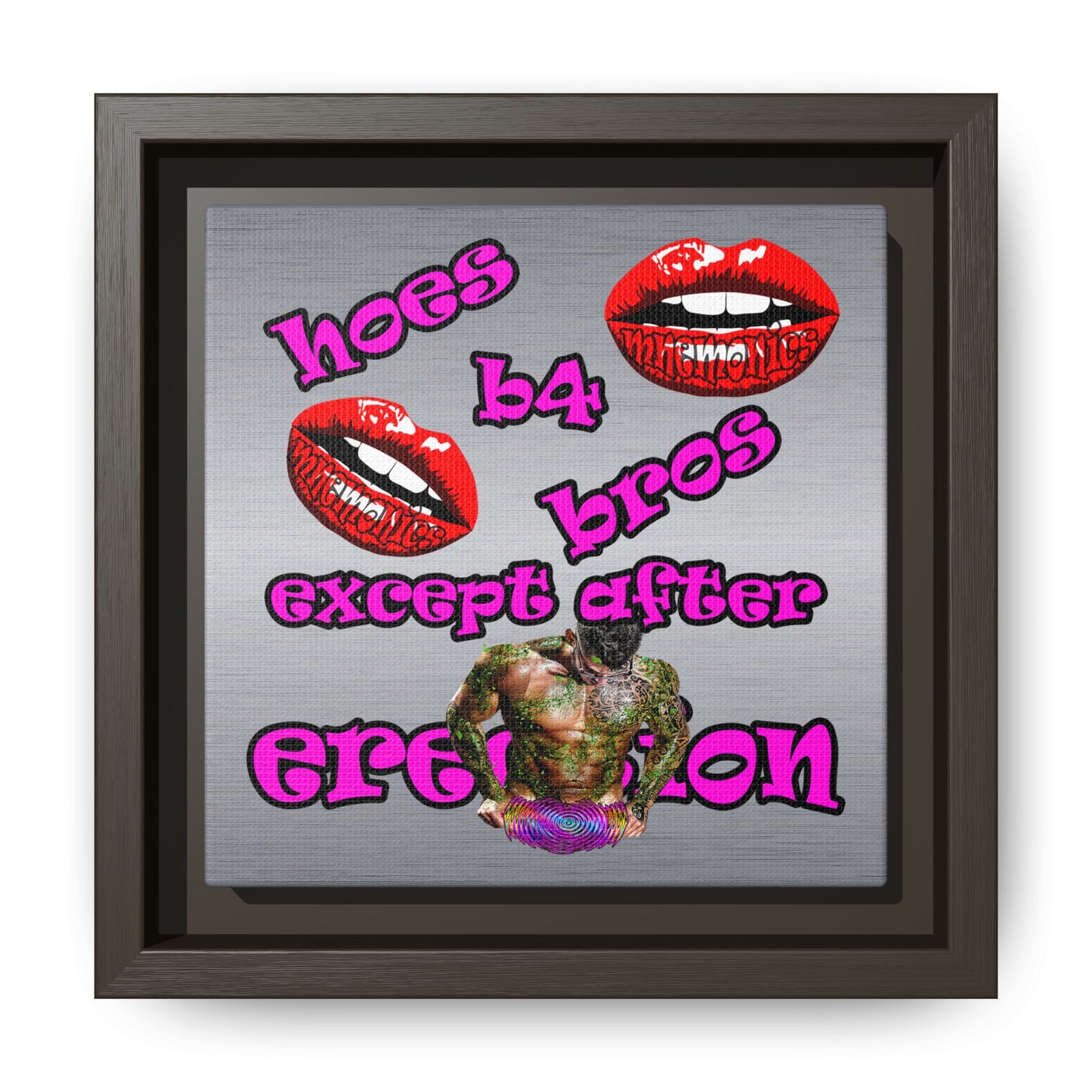 hoes b4 bros - framed canvas art (brushed nickel)