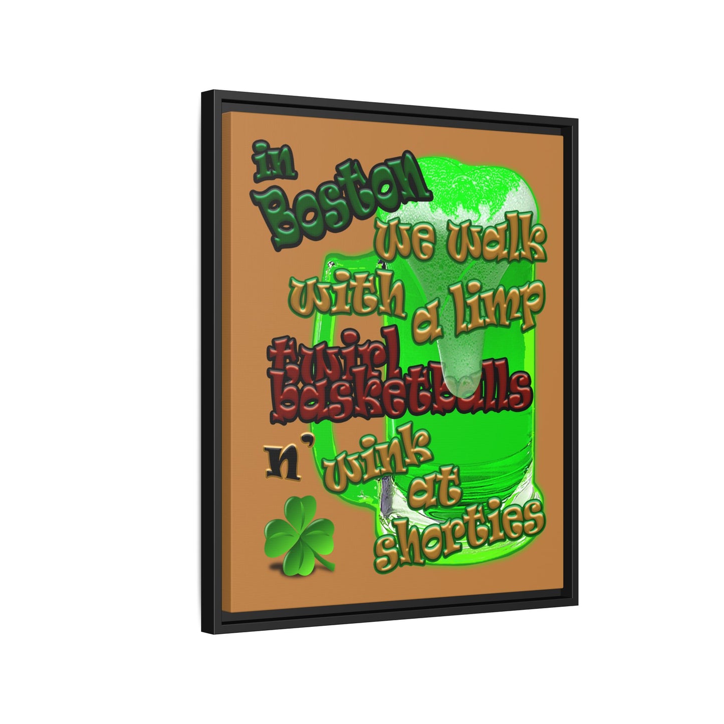 celtics logo - framed canvas art (light brown)