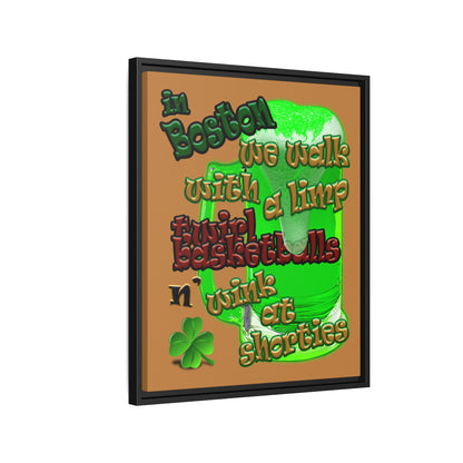 celtics logo - framed canvas art (light brown)