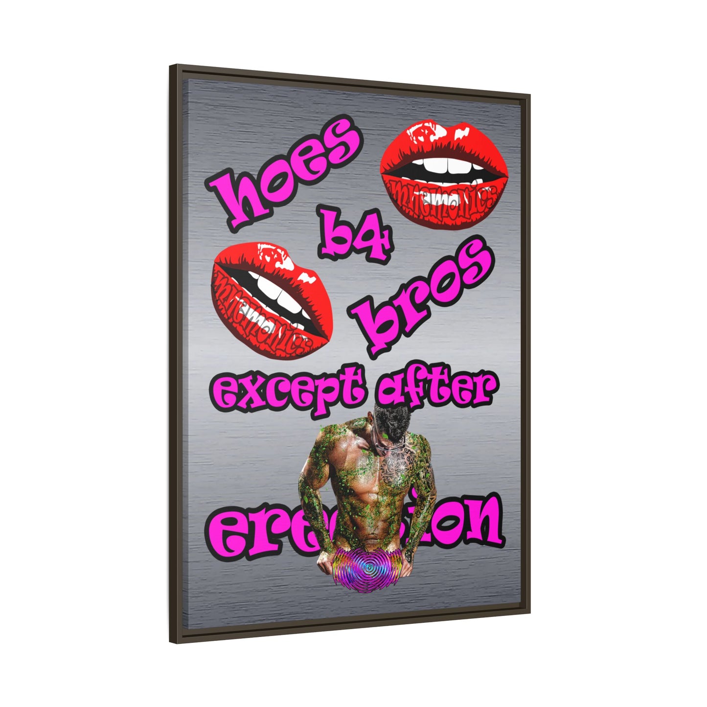 hoes b4 bros - framed canvas art (brushed nickel)
