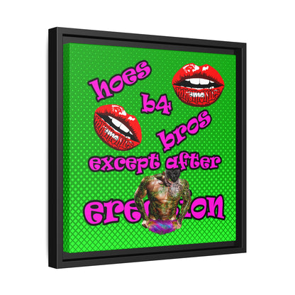 hoes b4 bros - framed canvas art (logo green)