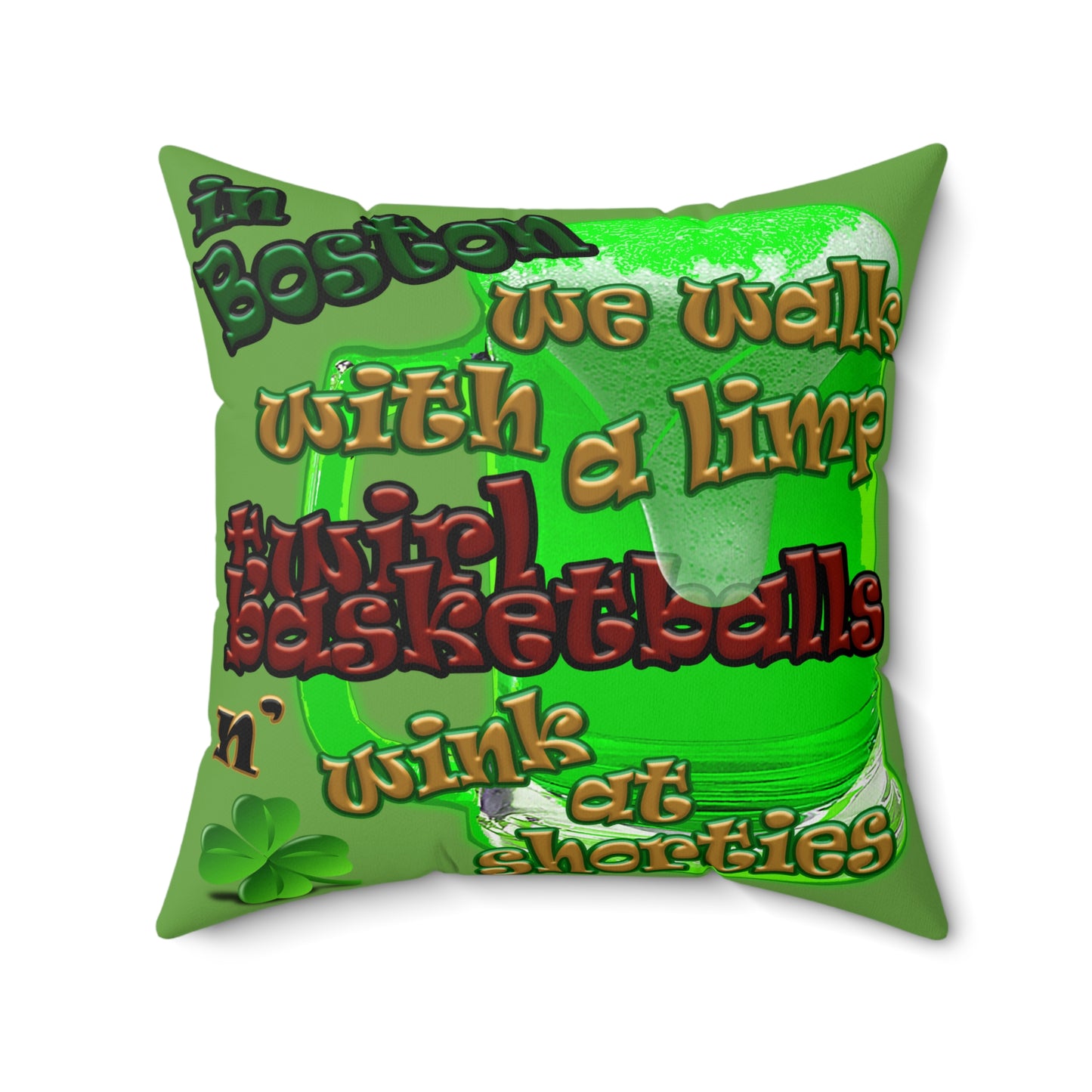 celtics logo - Spun Polyester Square Pillow - (green)