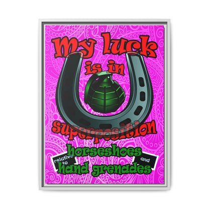my luck - framed canvas art (pink swirl)