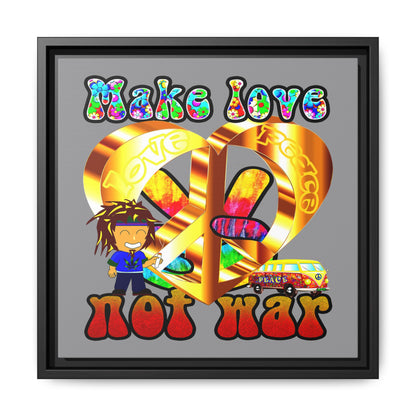 love peace - framed canvas art (grey)
