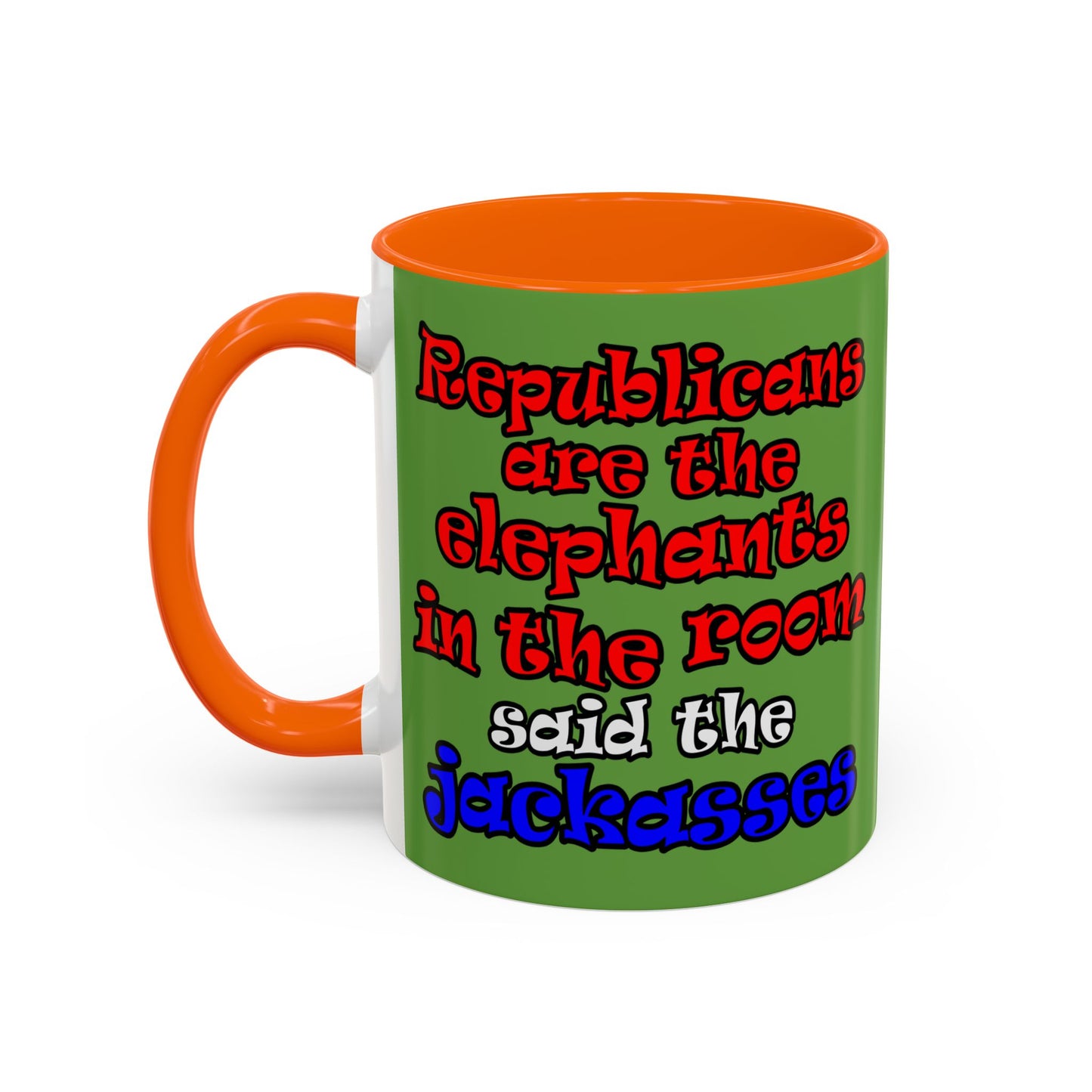 donkeys and elephants - Accent Mug (green)
