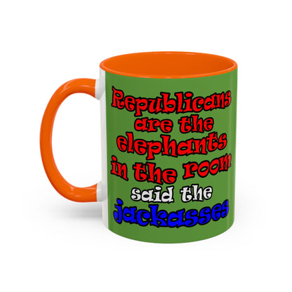 donkeys and elephants - Accent Mug (green)