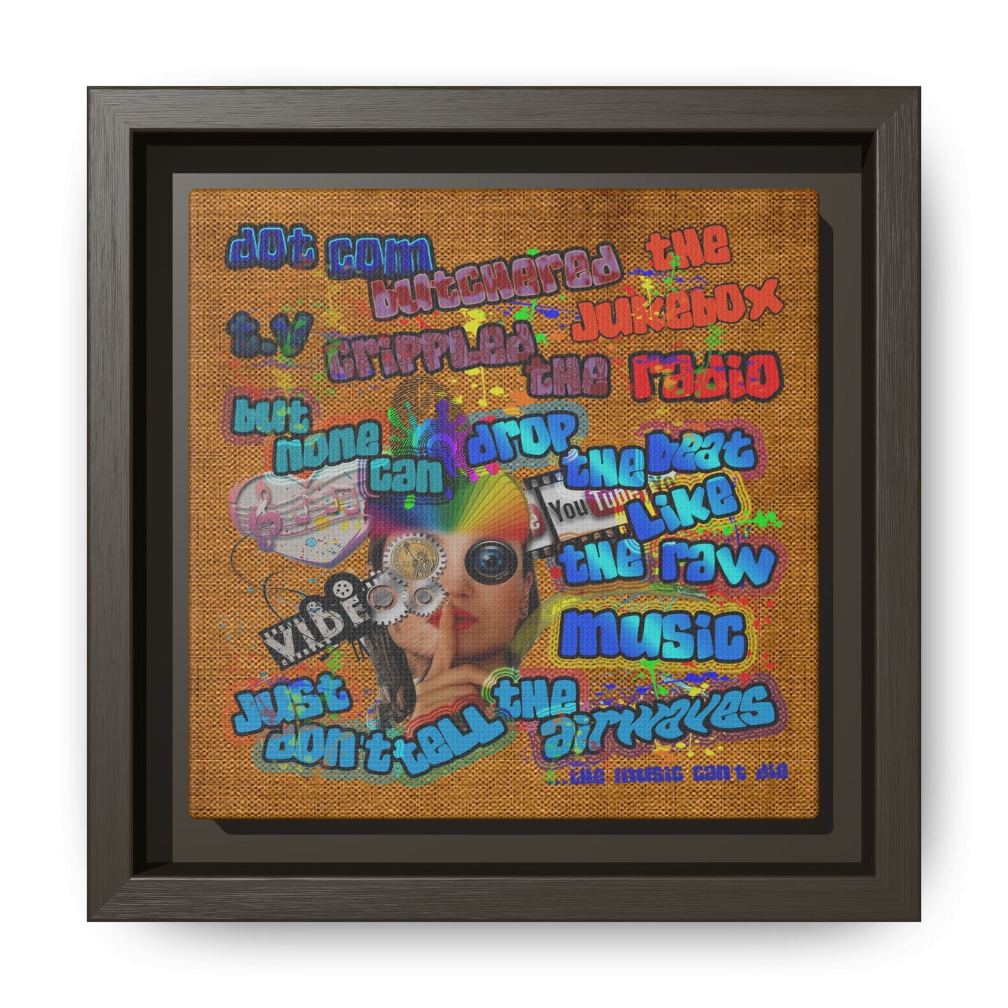 drop the beat - framed canvas art (brown papyrus)