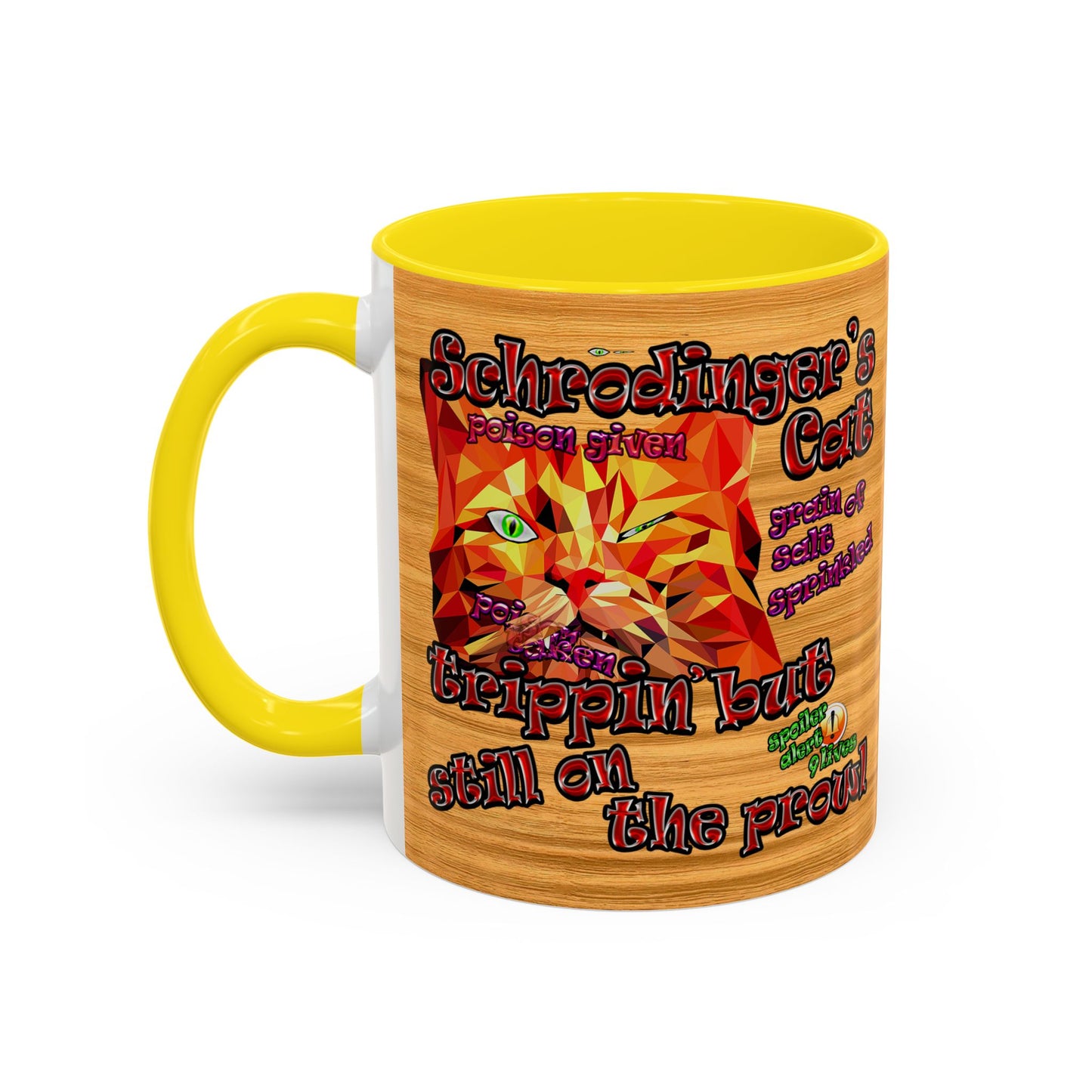 schrodinger's cat - Accent Mug (butterscotch wood finish)