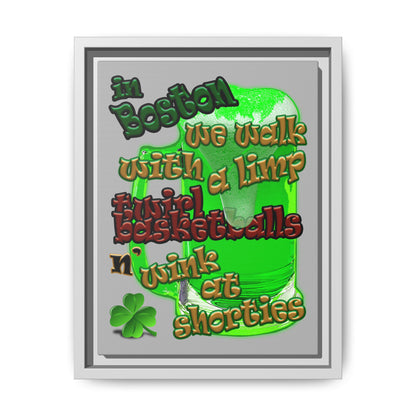 celtics logo - framed canvas art (light grey)