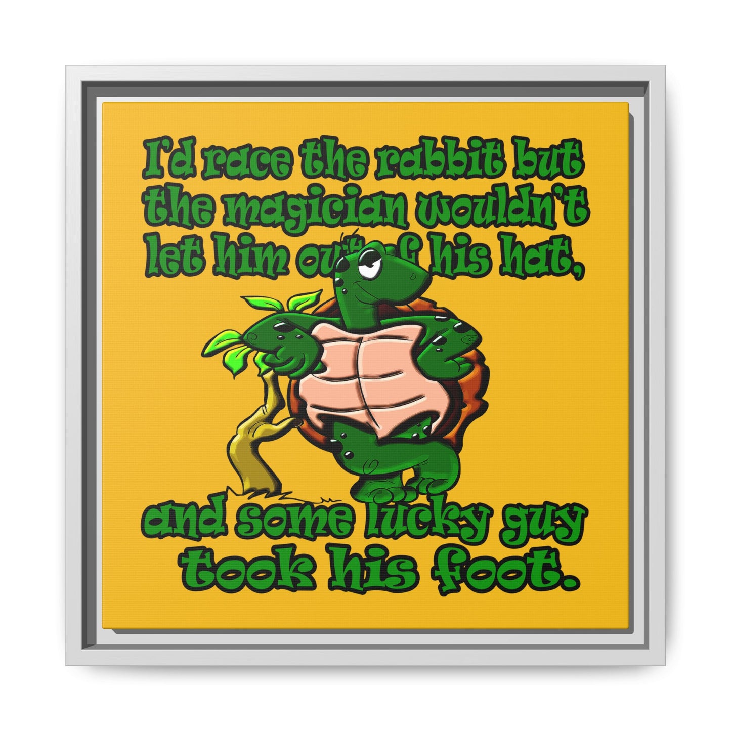 turtle race - framed canvas art (yellow)