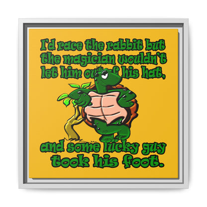 turtle race - framed canvas art (yellow)