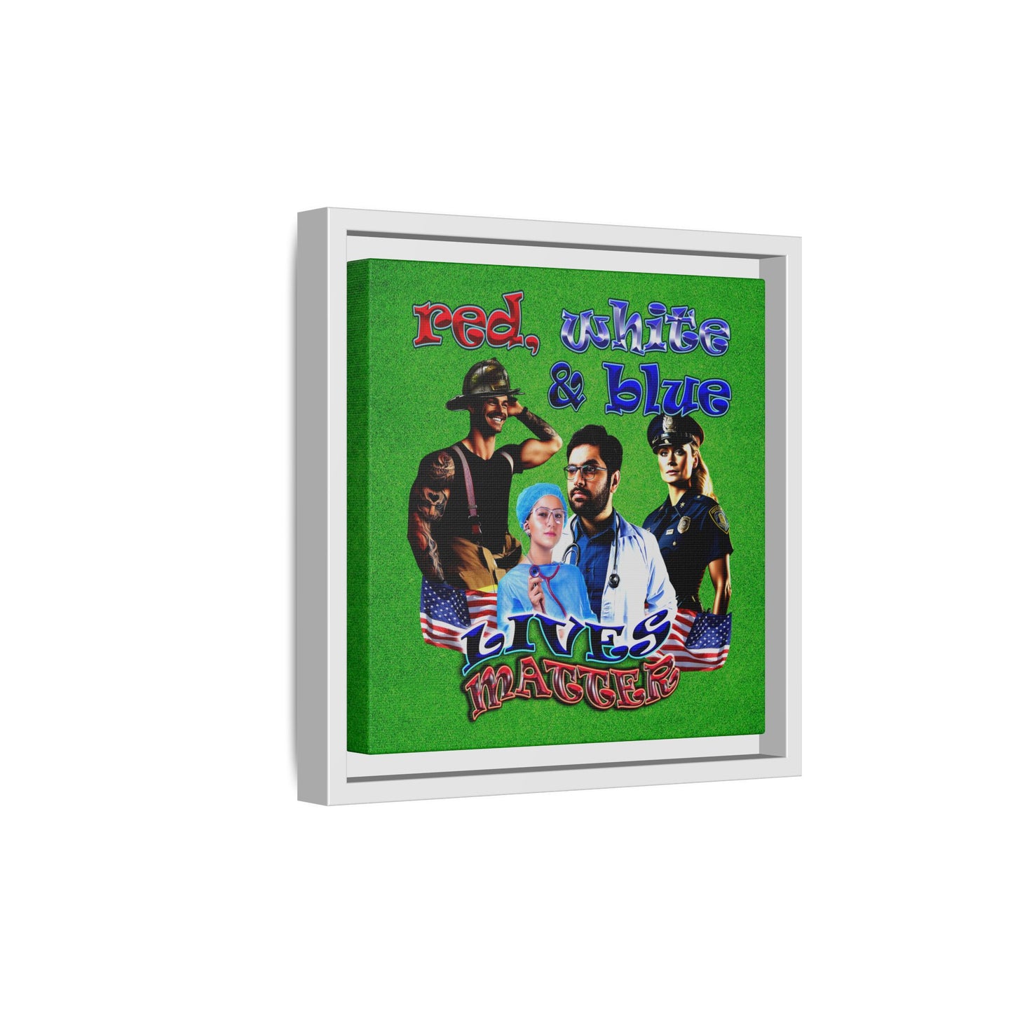rw&b lives matter - framed canvas art (green turf)
