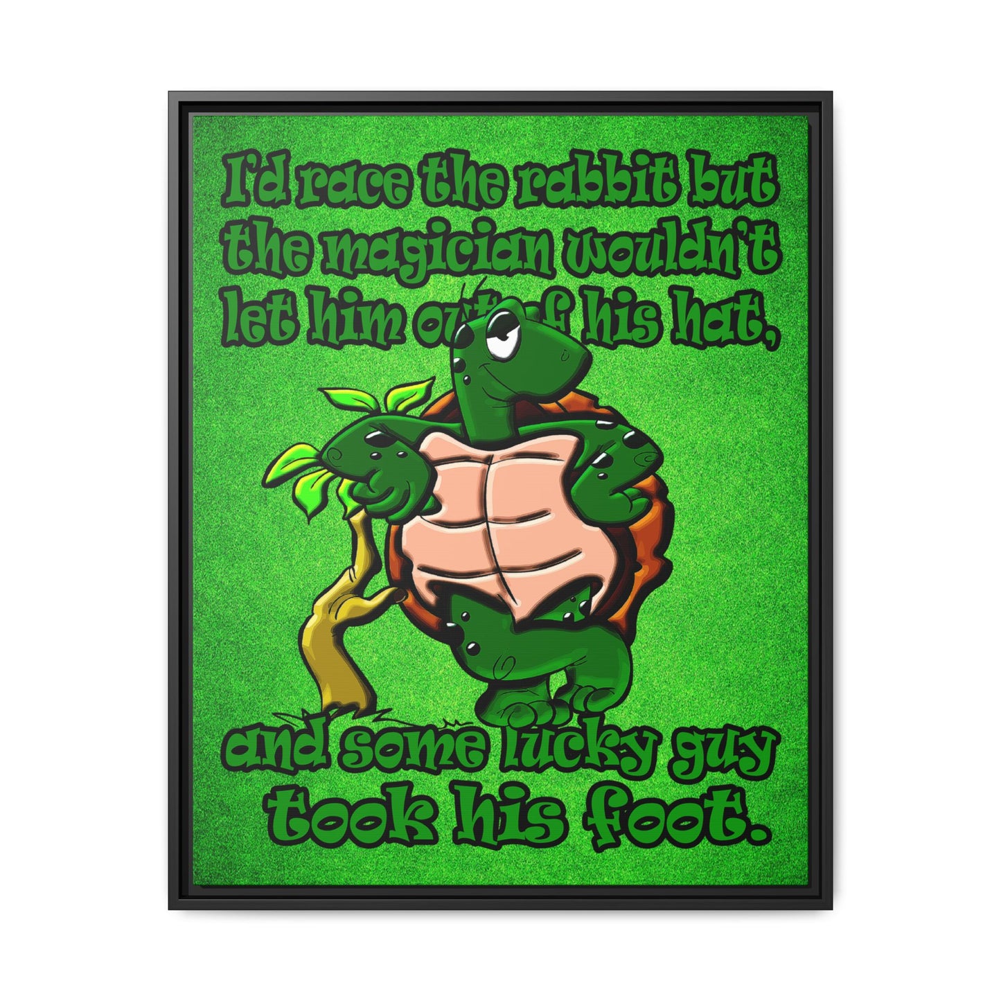 turtle race - framed canvas art (green turf)