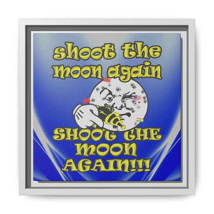 shoot the moon again - framed canvas art (blue-white wave)