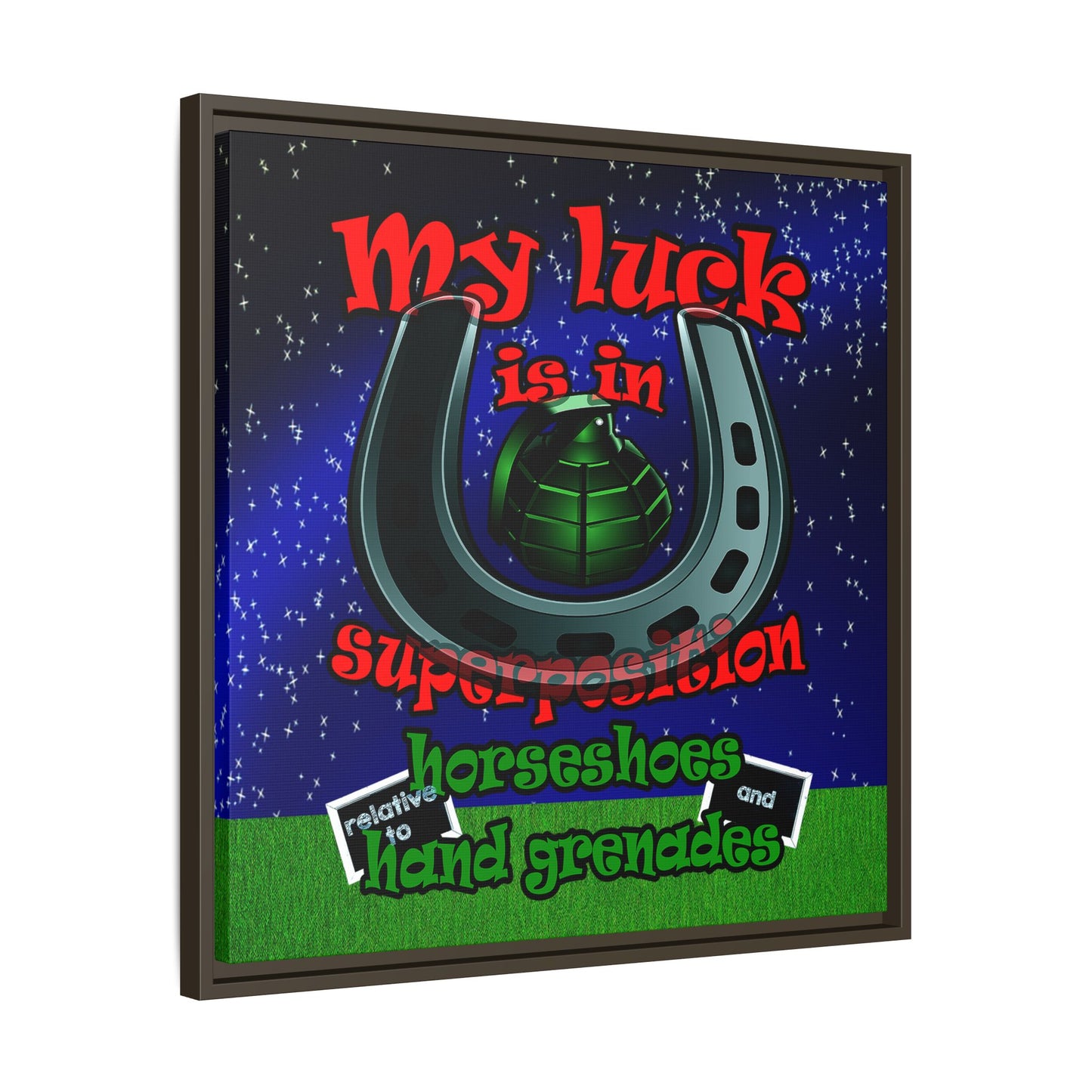 my luck - framed canvas art ('snoops' background)