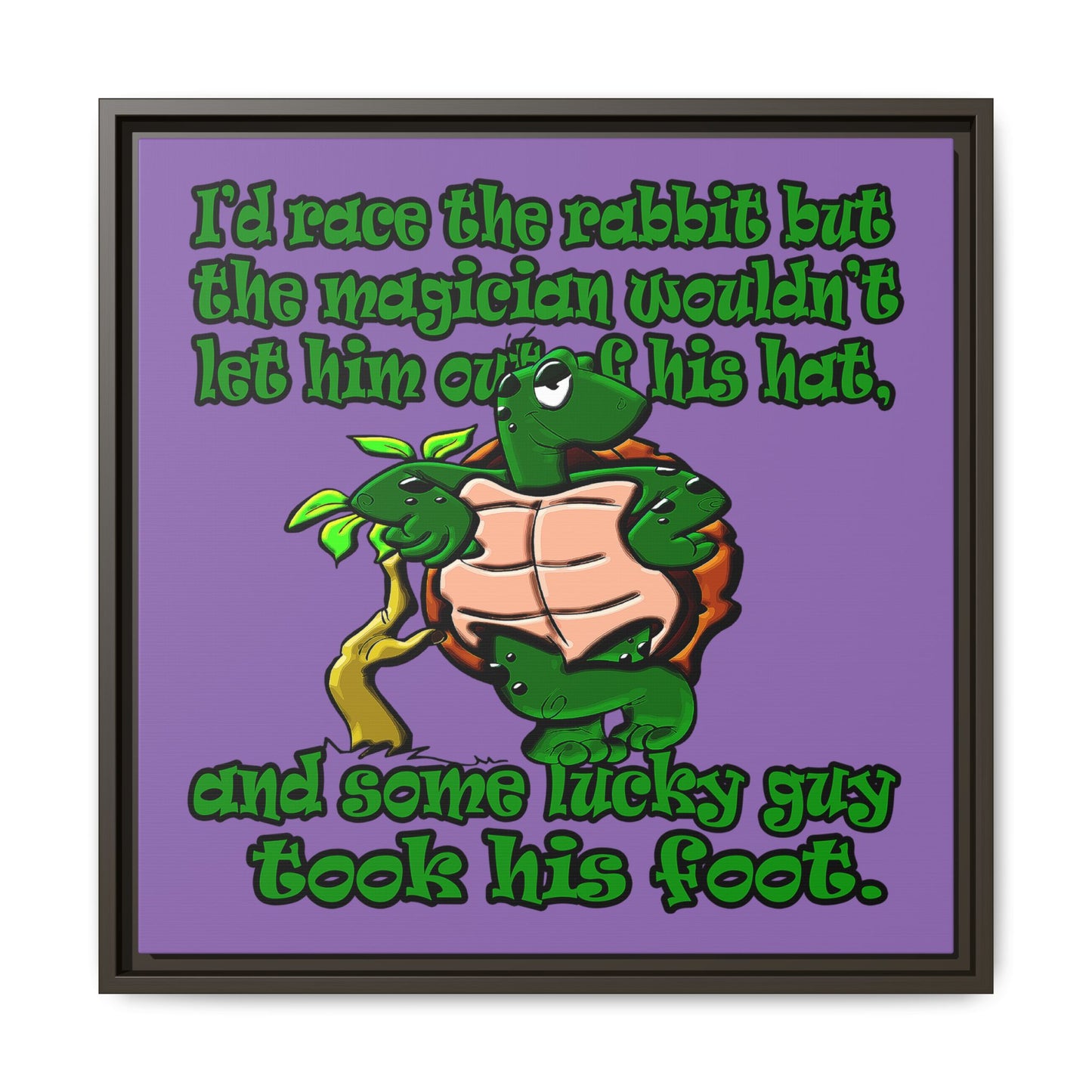 turtle race - framed canvas art (light purple)