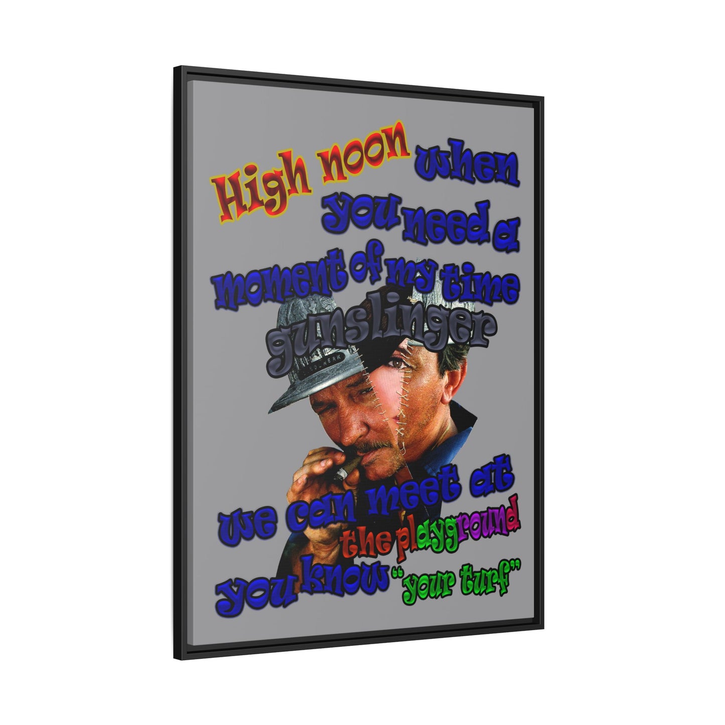 high noon - framed canvas art (grey)
