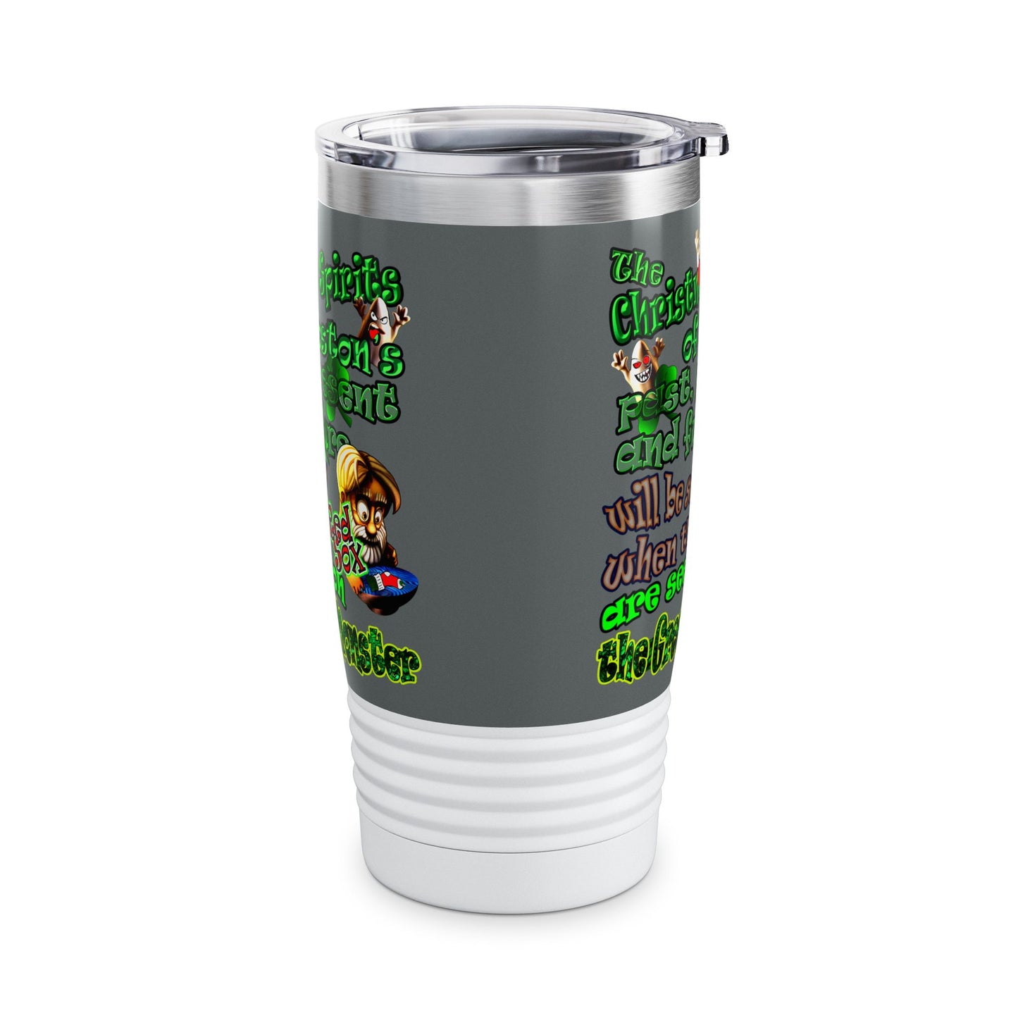christmas spirits of boston - Ringneck Tumbler, 20oz (dark grey)
