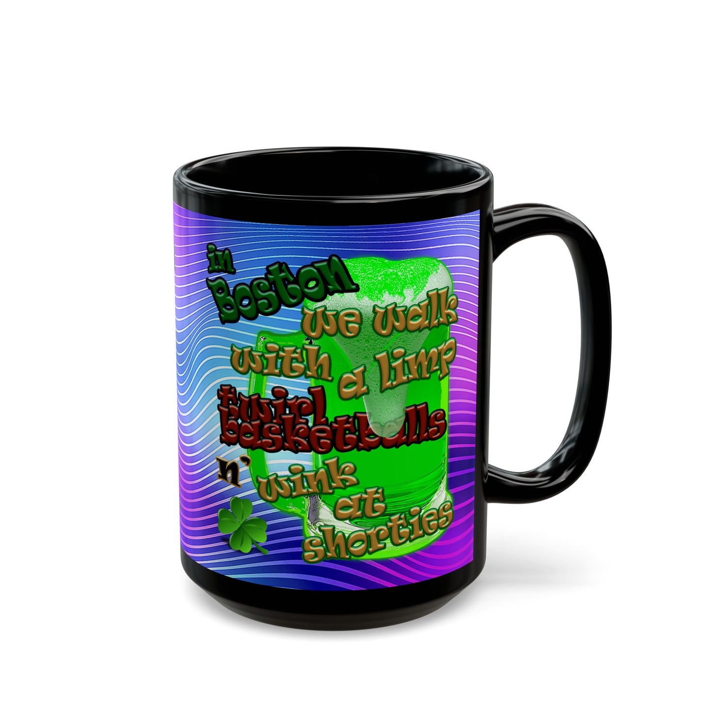 celtics logo - Black Mug (purple wave)