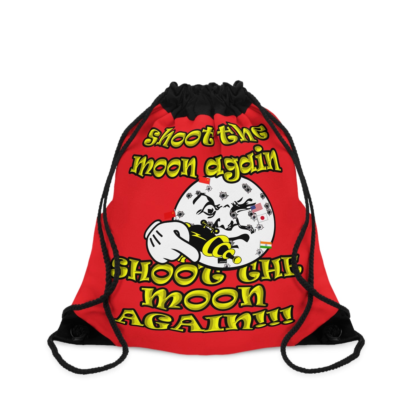 shoot the moon again - Drawstring Bag (red)