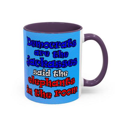 donkeys and elephants - Accent Mug (light blue-purple wave)