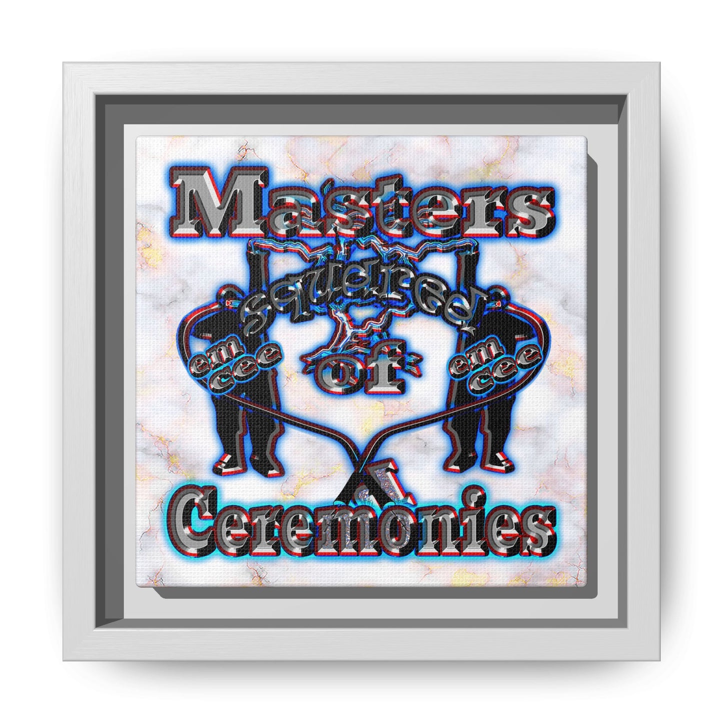 em cee squared - framed canvas art (white marble)