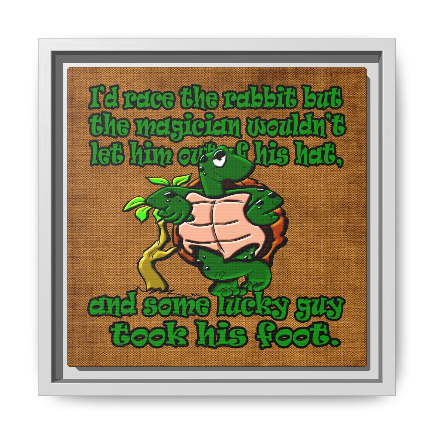 turtle race - framed canvas art (brown papyrus)