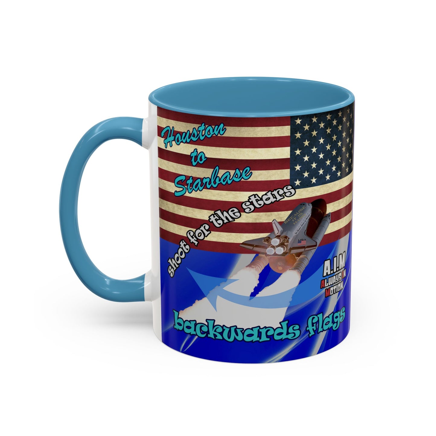 shoot for the stars - Accent Mug (blue-white wave)